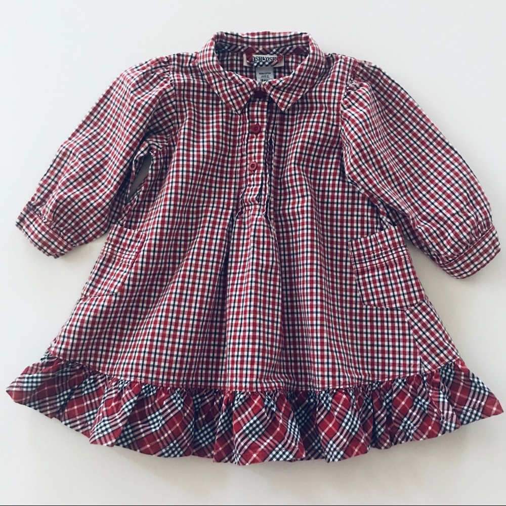 Oshkosh B’gosh Vintage Baby Girl Red Shirt Dress